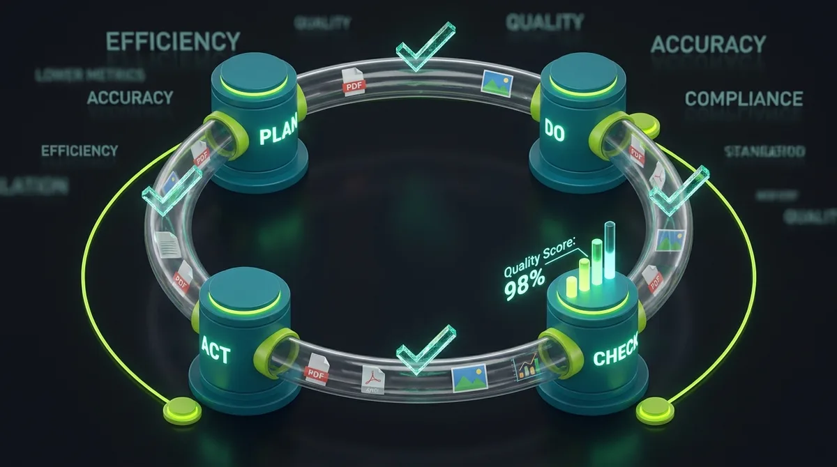PDCA Cycle | CAQA QMS The PDCA cycle visualizes continuous improvement for quality management, showing plan, do, check and act stages.